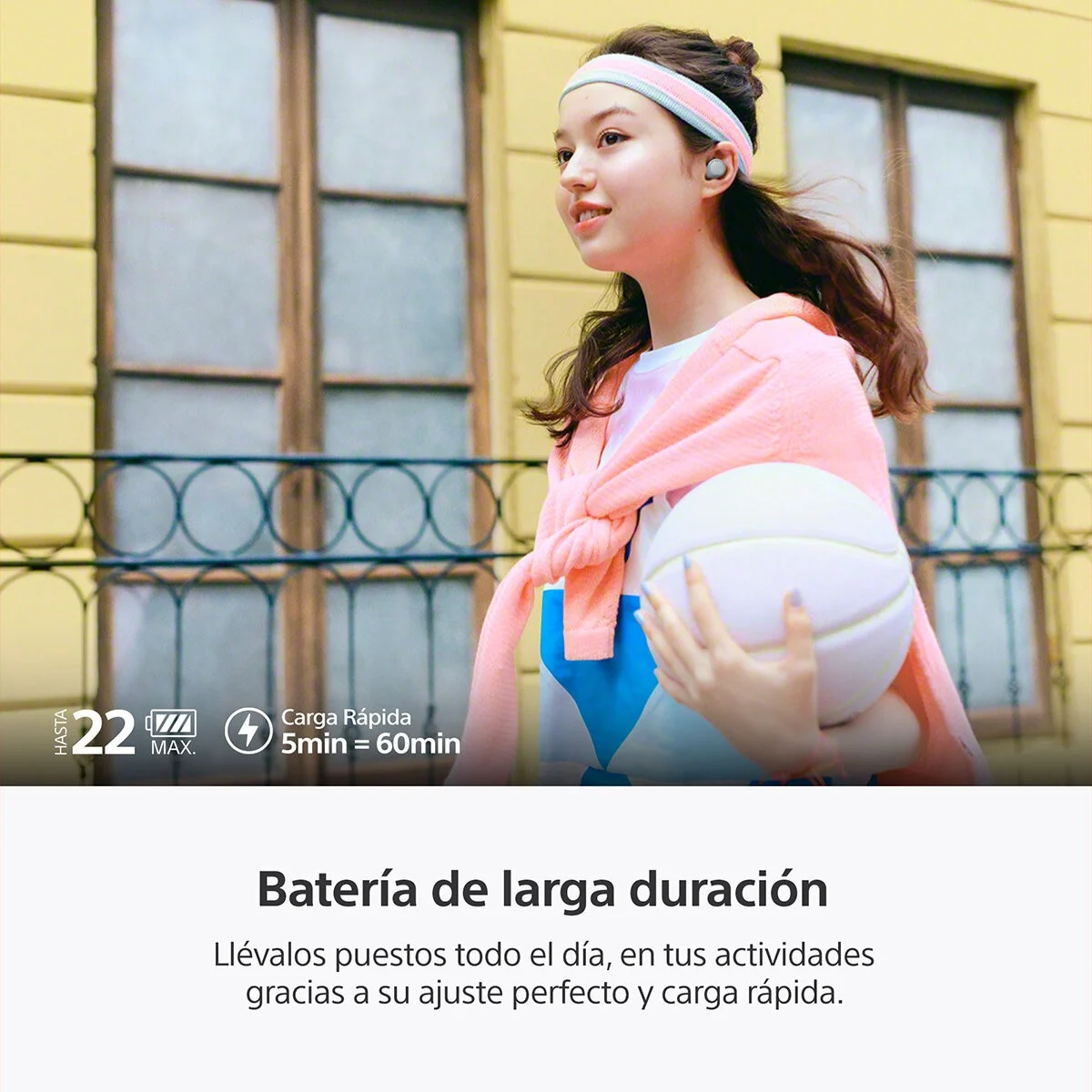 Imagen de los audífonos Sony TWS WF C510 Blanco en uso