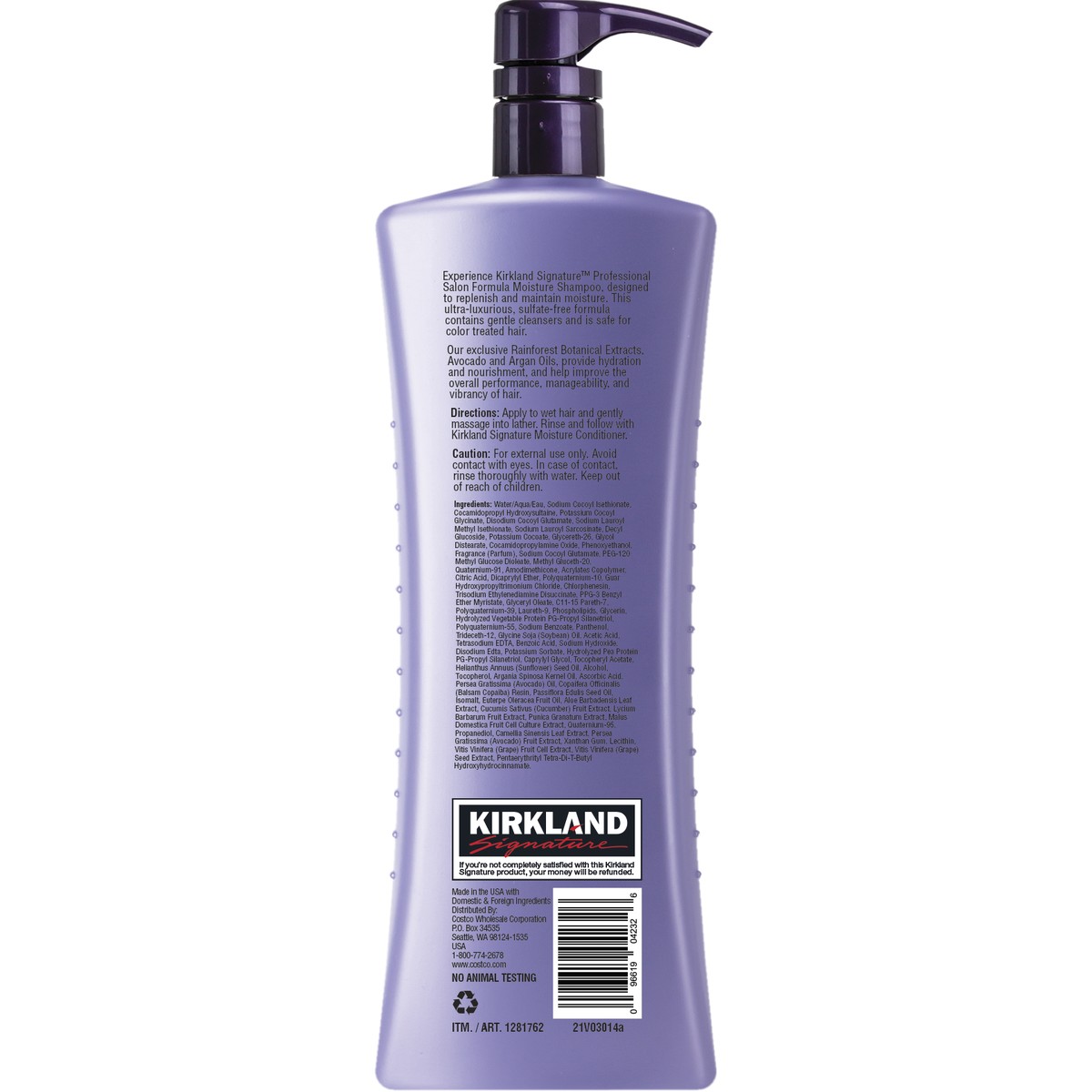 Kirkland Signature Shampoo Hidratante Profesional 1L Ingredientes
